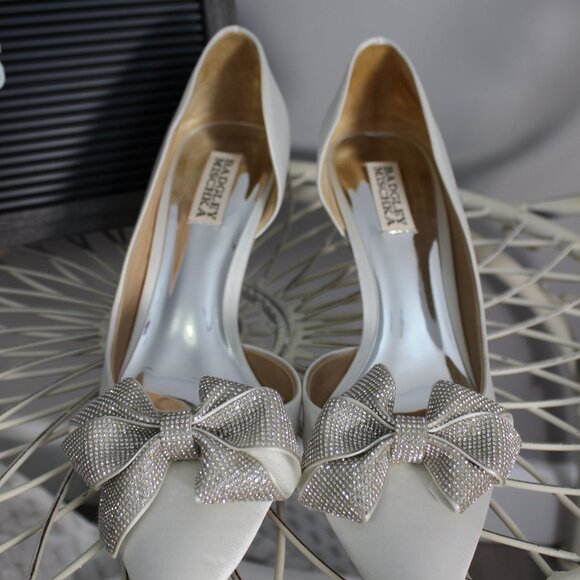 Badgley Mischka | BNIB | Meilani Bow Kitten Heel | Ivory | Size 8.5 - Picture 2 of 14